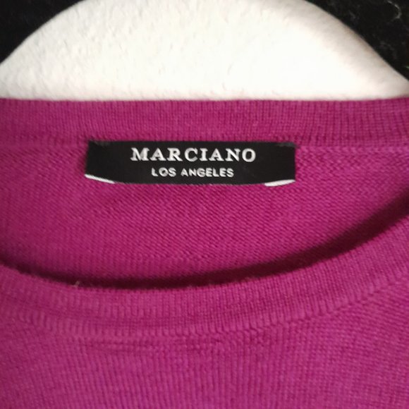 Marciano Los Angeles 100% Wool Long Sleeve Pullover Sweater Magenta Size M - Picture 4 of 8
